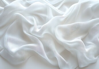 Leinwandbilder - Beautiful flowing silk fabric with an elegant smooth texture in soft white shades : Generative AI
