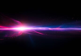 Aufkleber - Sleek cosmic light ray emergence with dynamic vibrant colors illuminating dark surroundings : Generative AI