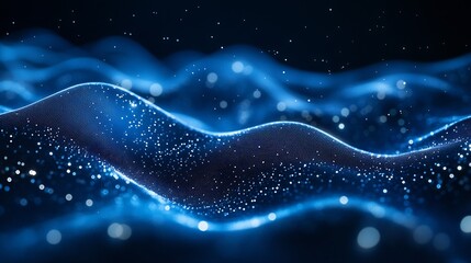 Leinwandbilder - Closeup view of shimmering blue waves with sparkling droplets creating a captivating underwater ambiance : Generative AI