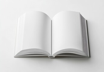 Aufkleber - Blank open book showcasing empty pages on a minimalistic white surface for creative design ideas : Generative AI