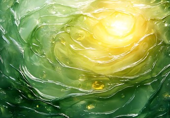 Fototapete - Radiant abstract swirls of green and yellow evoking a sense of warmth and energy for inspiring digital art pieces : Generative AI