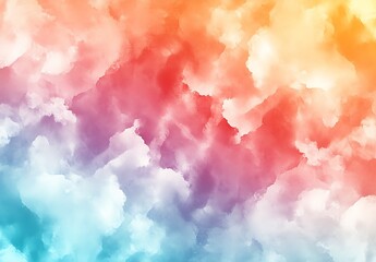 Poster - Vibrant abstract cloud background blending colors of orange pink blue and white in a dreamy setting : Generative AI