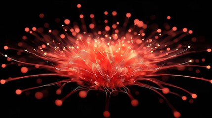 Leinwandbilder - Abstract Vibrant Explosion of Red Colors with Light Flares on a Black Background : Generative AI
