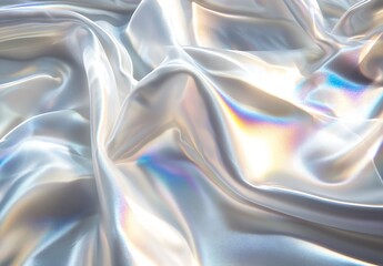 Poster - Soft smooth white satin fabric with colorful sheen and luxurious feel for elegant designs : Generative AI