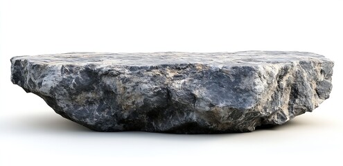 Aufkleber - Rugged Natural Stone Rock with Unique Texture and Gray Tones Placed on a White Background : Generative AI