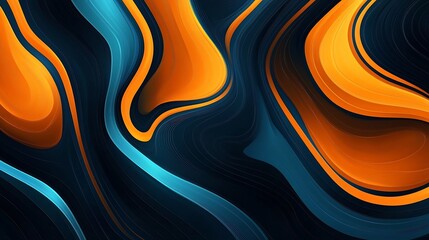 Leinwandbilder - Colorful abstract wave patterns flowing in bold hues of orange and teal creating a vibrant visual effect : Generative AI