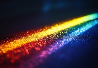 Aufkleber - Radiant Spectrum of Colors Cascading Over a Glittering Surface in a Dreamlike Aesthetic : Generative AI