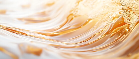 Fototapete - Abstract CloseUp View of Smooth Fluid Flowing with Beautiful Bubbles and Textures : Generative AI