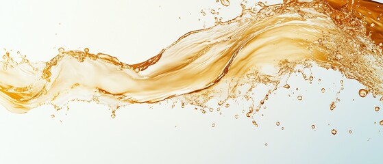 Aufkleber - Dynamic Flow of Golden Liquid Creating Splashes and Waves Against a Bright Abstract Background : Generative AI
