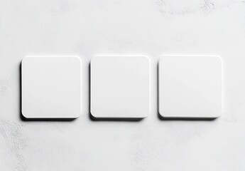 Poster - Minimalist design of three blank square frames on a textured white background showcasing empty space for creativity : Generative AI