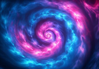 Fototapete - Cosmic swirl of vibrant pink and blue hues representing vast galaxies in a stunning digital space art creation : Generative AI