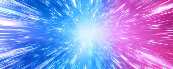 Fototapete - Dynamic blue and pink light burst abstract background providing a sense of speed and movement : Generative AI