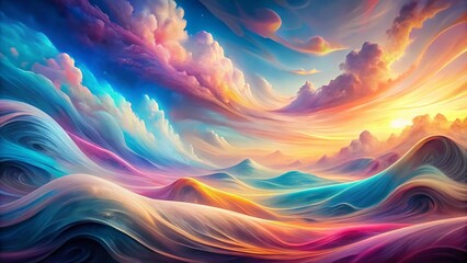 Wall Mural - panoramic ethereal monoline surrealism: abstract texture pattern design