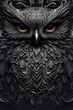© Panpatsa - A stunning black owl showcasing intricate ornamental patterns.