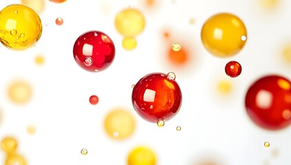 Poster - Colorful spheres in mid-air against white background
