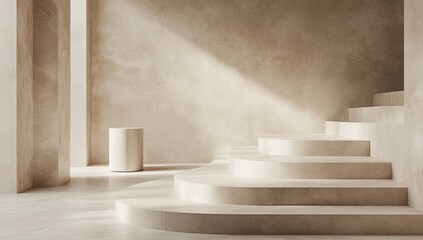 Poster - Beige interior steps and cylinder