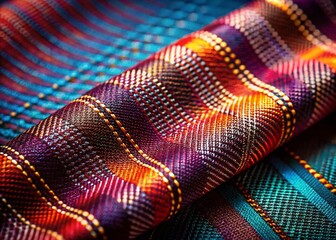 Wall Mural - stylish crosshatch fabric print design, low light photography, abstract textile texture