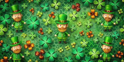 Wall Mural - surreal st. patrick's day organic illustrations: textured background with pattern