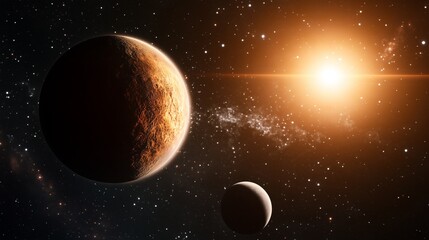Wall Mural - the dance of planets in the cosmic galaxy