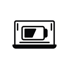 Wall Mural - black solid icon for laptop battery
