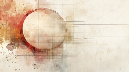 Poster - Mixed media art piece showcasing watercolor splashes and geometric sketches with a focus on the golden ratio