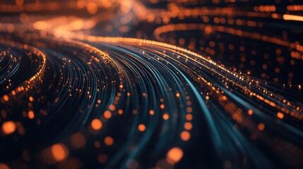Poster - A detailed image of high-speed fiber optic cables, light signals traveling through them, showcasing advanced technology and fast data flow.