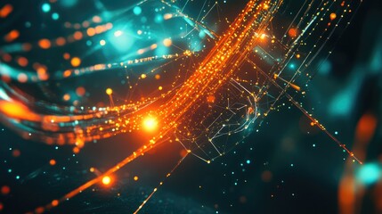 Poster - A digital abstract representation of a network, featuring glowing nodes and connections, with a sleek futuristic background.