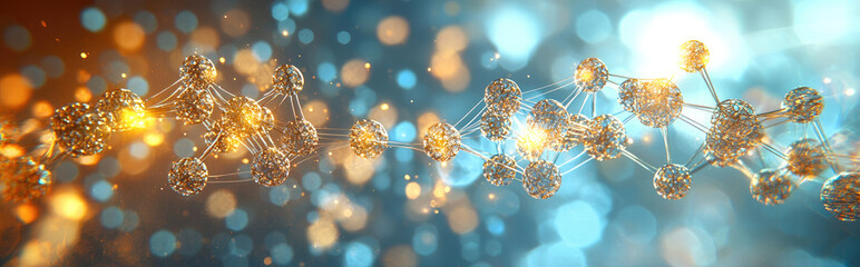 Fototapete - Abstract quantum computing concept with glowing particles and connections, showcasing innovation and technology