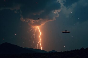 Aufkleber - Striking UFO encounter during a thunderstorm at twilight