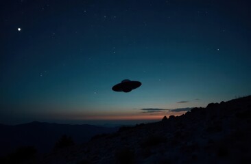 Aufkleber - Unidentified flying object captured above mountain range at dusk