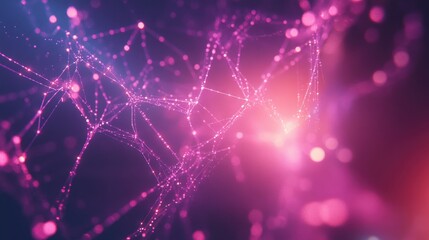 Poster - An abstract digital network with glowing nodes and connections, set against a futuristic tech background, representing connectivity and innovation