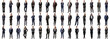 © Molly P - Many business people set on isolated background, formal attire wear, full body length, networking mixed different diversed businesspeople, happy male and female, successful career, crisp edges style