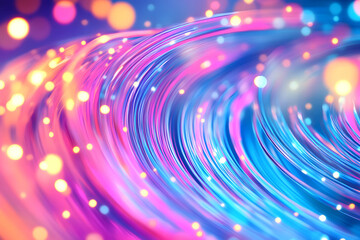 Wall Mural - Colorful spiral coil graphics on blue background, modern technology concept illustration background
