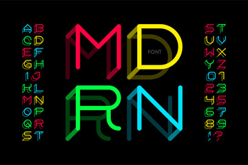 Wall Mural - modern. trendy style font design, alphabet letters and numbers vector illustration