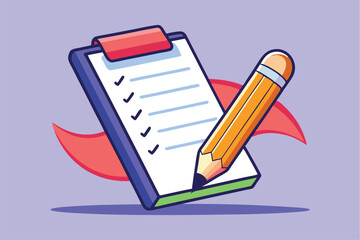 Fototapete - Vector illustration of a checklist and pencil on a vibrant background highlighting the importance of organization and planning in daily tasks