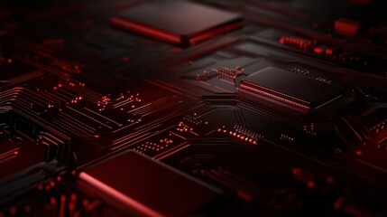 Intricate patterns in modern technology highlighted by vibrant red hues Generative AI