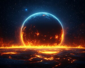 burning planet for cosmic inferno.