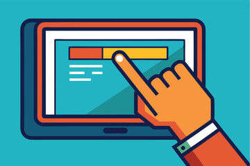 Leinwandbilder - Illustration of a hand interacting with a computer screen displaying task completion and information