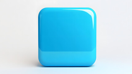 Wall Mural - blank mobile application icon, button - blue square with round corners. 3d rendering, white backgrou