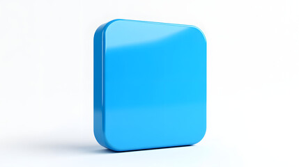 Wall Mural - blank mobile application icon, button - blue square with round corners. 3d rendering, white backgrou