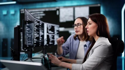 Wall Mural - woman programmer. girl coding