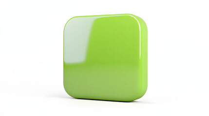 Wall Mural - blank mobile application icon, button - green square with round corners. 3d rendering, white backgro