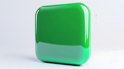 Wall Mural - blank mobile application icon, button - green square with round corners. 3d rendering, white backgro