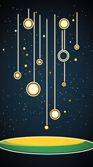 Wall Mural - Celestial lights descend onto an elevated plane against a starry night sky, vector design