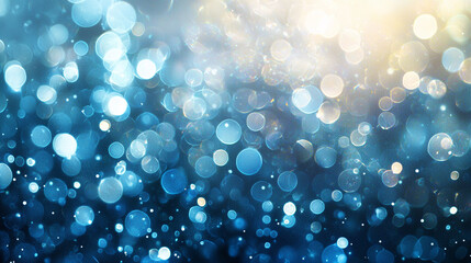 Abstract blue bokeh background sparkling bright festive lights design glow blur shiny party color