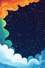 Wall Mural - Clouds swirling around a starlit night sky, painting a colorful atmospheric abstract frame