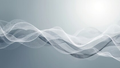 Fototapete - Illustration of dynamic mesh waves on grey gradient background. Tech network visual illustration. Futuristic, high-tech feel perfect as a backdrop for modern projects, communications or presentations.