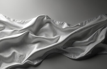 Aufkleber - Black and white wavy silk fabric with folds and blank designer space for flag mockup. Elegant, soft texture great for fashion clothes, luxury design projects, wallpapers or backgrounds.