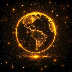 Wall Mural - glowing outline of the ethereal planet earth amid the faint stars of the universe