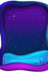 Wall Mural - Cosmic view Flowing forms frame starry galaxy, mystical space